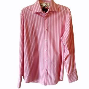 ROAR BUTTON Shirt, Pink/White, Size M